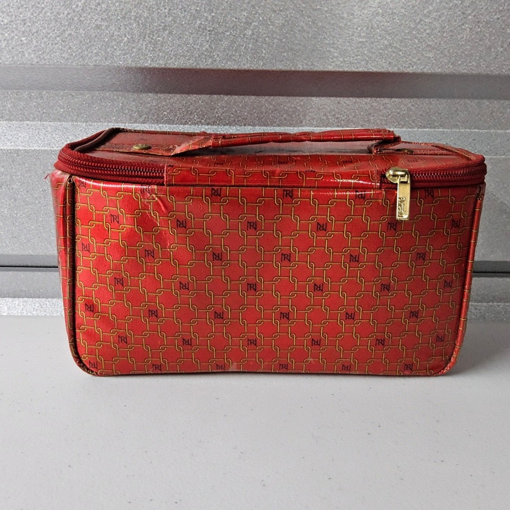 Purse N Makeup Train Case Cosmetic Organizer Travel Toiletry Bag Red - Picture 3 of 11